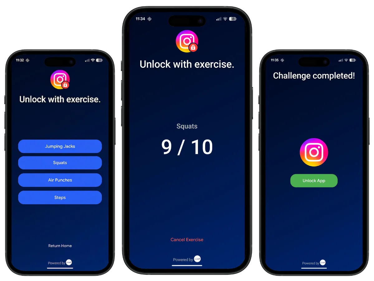 App screenshots of usage.